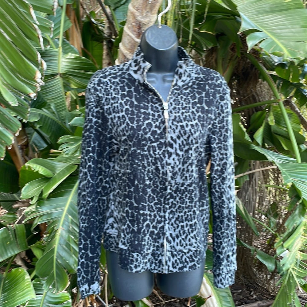 Rafaela leopard zip up jacket top funnel neck